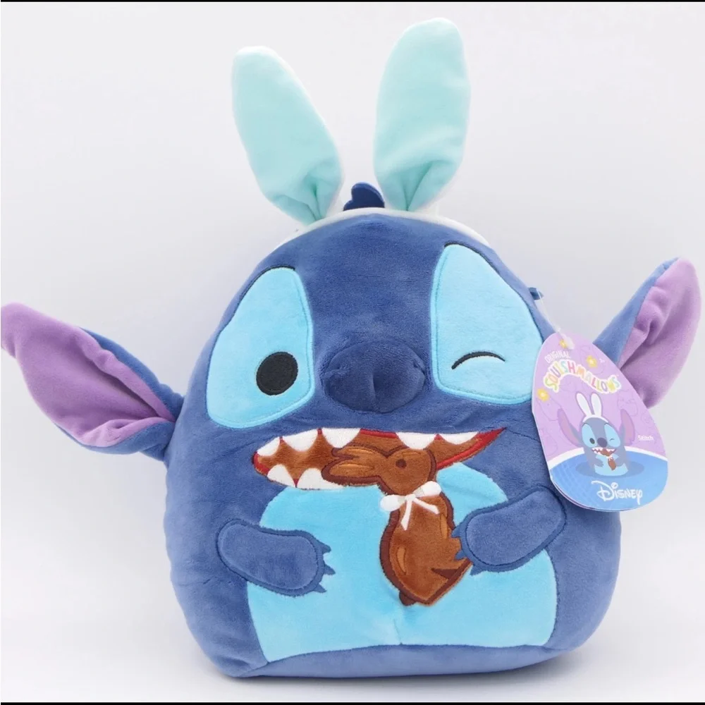 Easter Squishmallow Disney Stitch Eating Chocolate Bunny Wearing Bunny Ears